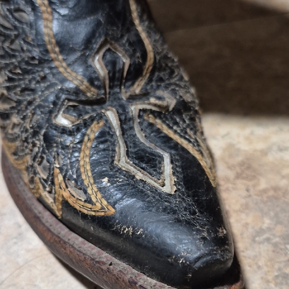 Corral Vintage Wings  Crosses Cowgirl Boots Black Gold Silver Woman's Size 7.5 W - Picture 7 of 16